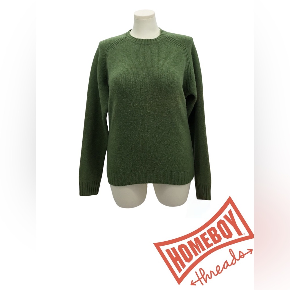 J. Crew Green Crew Neck Sweater with Textured Knit